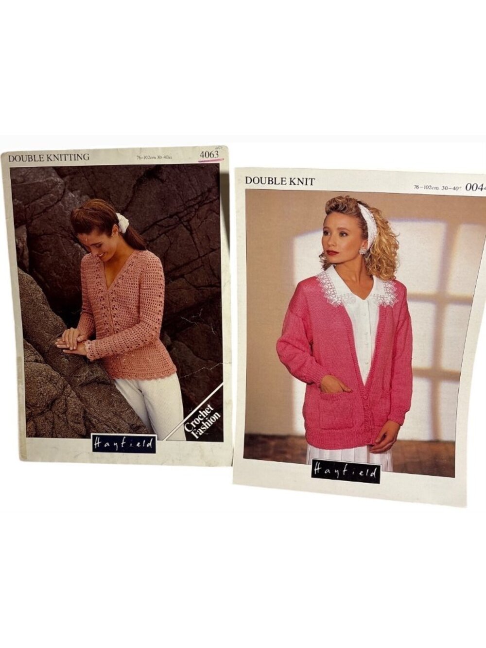 Vintage Hayfield Double Knitting Patterns For Crochet & Knit Cardigans Lot of 2